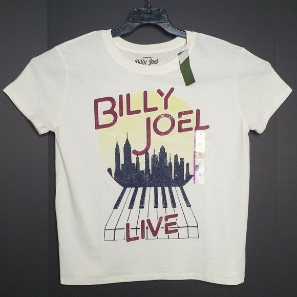 Band Shirt Tops - Billy Joel Graphic T Shirt - "Billy Joel Live" - Piano - Women's XL